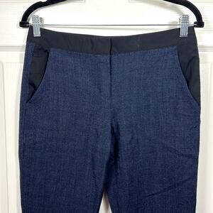 Elie Tahari Wool Blend Textured Trouser Office Pants Blue Women's 6 Corporate